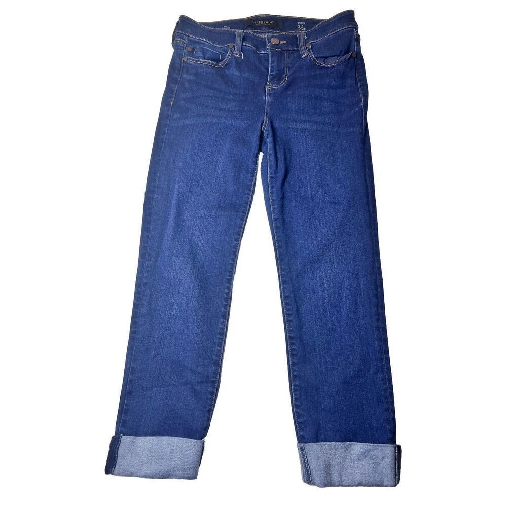 Liverpool Capri Pant Women's Blue Dark Wash Capri Jeans Petite 2/26